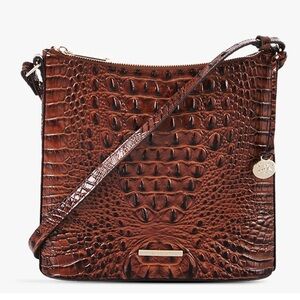 Crocodile Embossed Brown Shoulder Bag